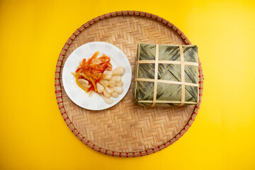 Vietnamese food for Tet holiday in spring, it is traditional food on lunar new year: pickled small leeks, carrot	