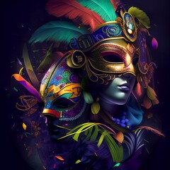 Fototapeta na wymiar Mardi gras carnival mask. AI generated art