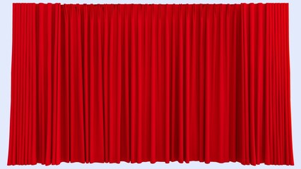 3d rendering red curtain isolate