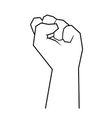 Linear raised hand fist is a symbol of protest vector illustration