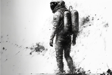 Astronaut black and white background - Black and white  series - Astronaut background wallpaper created with Generative AI technology