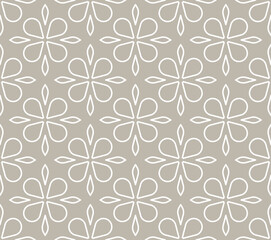 Arabic minimalistic floral seamless pattern with abstract geometric flowers vector illustration