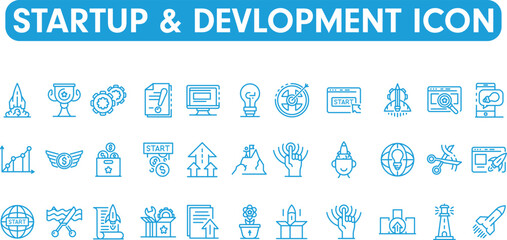 Startup and Devlopment line icons and simple Vector set for website and mobile apps.