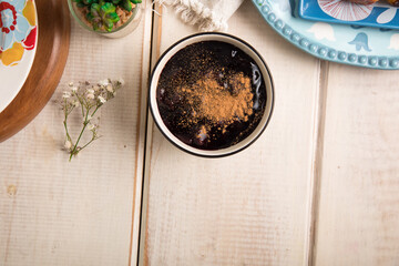 Mazamorra morada corn puding Assorted peruvian desserts peru sweet food buffet table brunch