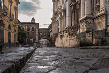 View of the Via Crociferi Church in Catania, Italy