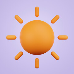 3D Sun Weather Icon Summer Sunlight Sunny Forecast