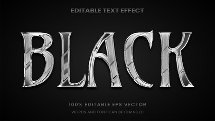 chrome metallic silver 3d graphic style editable text effect