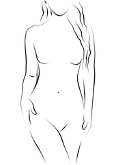 beautiful line drawing of female form minimalist .