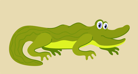 Vector isolated illustration of crocodile. Cute cartoon personage.