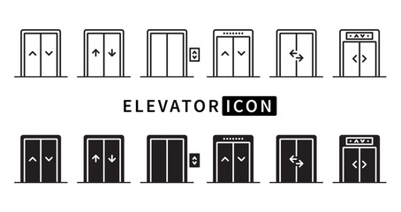 Elevator icon set Lift symbols vector for app web banner logo icon button - Vector © kitti