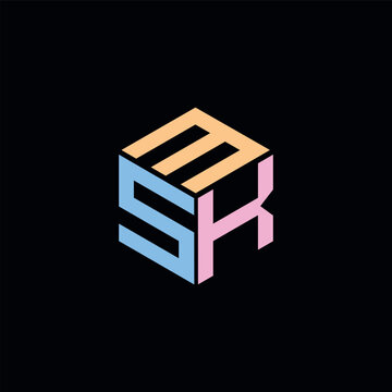 MSK Letter Logo Hexagon Shape