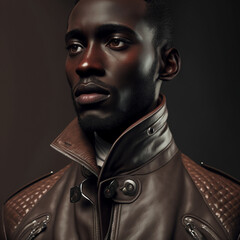 Close-up of beautiful black man's eyes looking at camera. Portrait detail of serious confident African American man.
