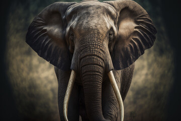 Fototapeta na wymiar Elephant with Large Tusks, Generative AI