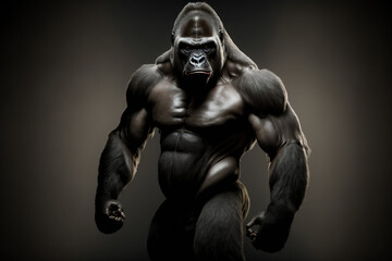 Muscular Silverback Gorilla, Generative AI