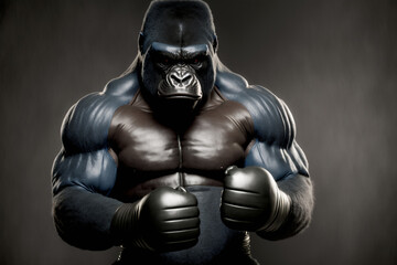 Fototapeta na wymiar Boxing Silverback Gorilla, Generative AI