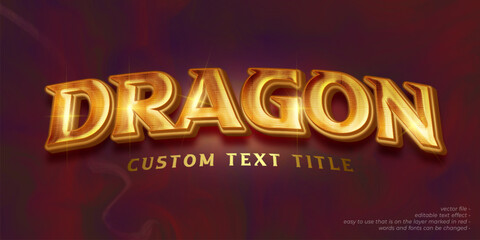 Dragon gold 3d strong style editable font effect