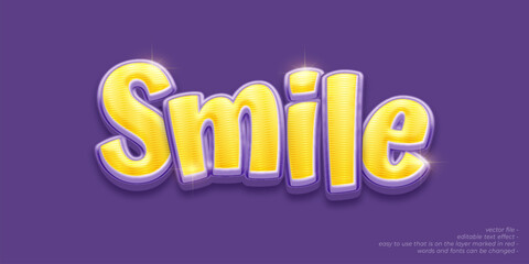 Vector editable text smile with purple background