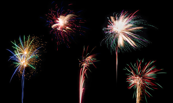 Firework on new year's eve with dark night background