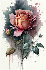 Bouquet of roses, watercolor, Generative AI