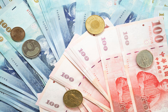 New Taiwan Dollar bill on white background
