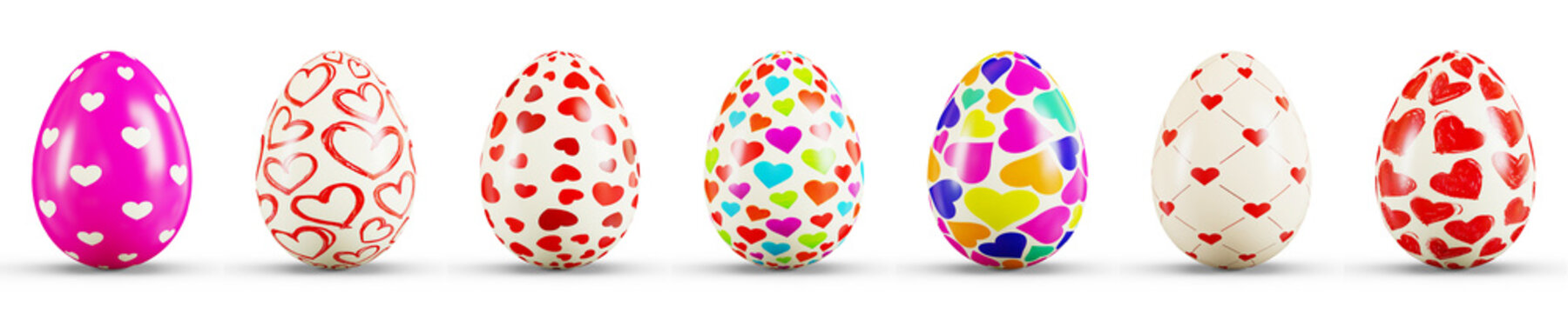 Easter Eggs Set. 3D rendering illustration