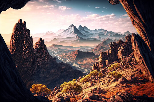 Epic Mountain Scene, Generative AI © Ed Felumero
