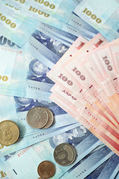 New Taiwan Dollar bill on white background