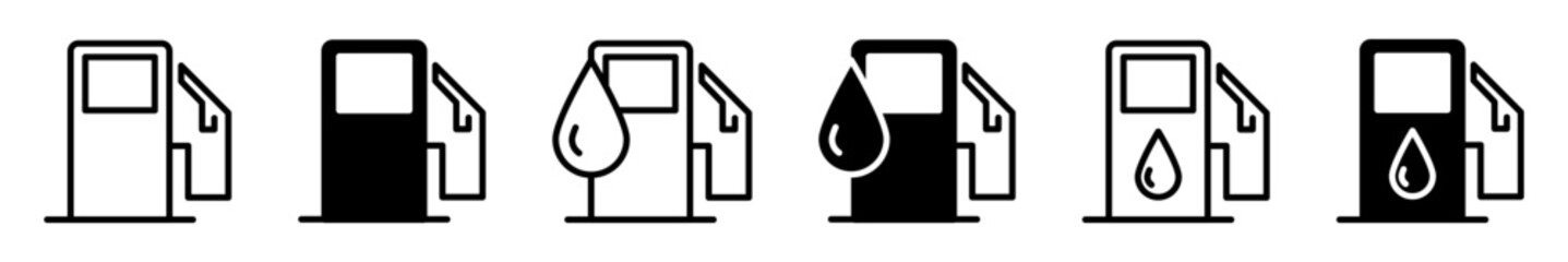 Fuel station icon set. Fuel icon set. Gas station icons. Fueling nozzle. Vector illustration