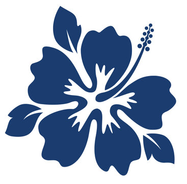 Dark blue hibiscus flower. Editable vector illustration.