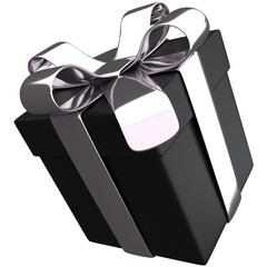 Gift box 3d icon on black, for UI, poster, banner, social media post. 3D rendering