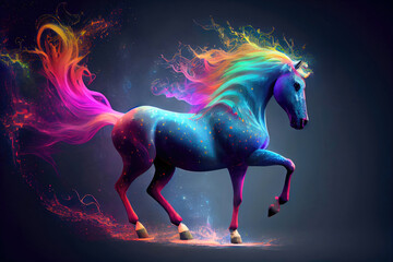 Colorful Rainbow Horse Art Generative AI
