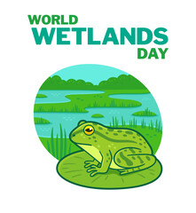 World Wetlands Day banner with cartoon frog