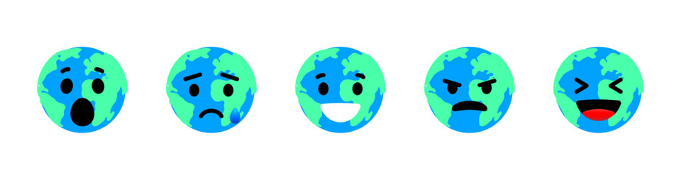 Earth smile face set illustration