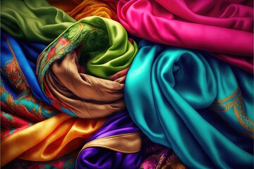 Colorful silk scarf Background