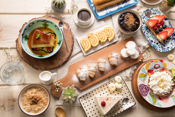 Assorted peruvian desserts peru sweet food buffet table brunch