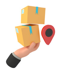 3d illustration of delivery package location