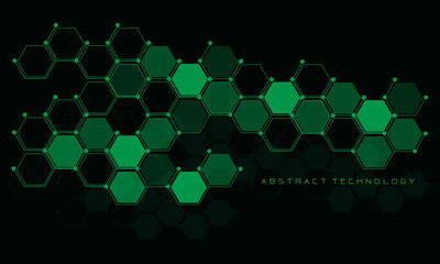 Abstract green dark grey technology connect concept geometric hexagons pattern with blank space on white background vector
