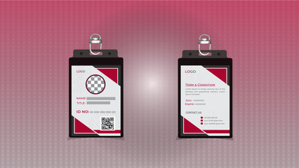 Vector id card template with clasp and lanyard. Employee ID. Simple design, Corporate Id card design template - vector. 