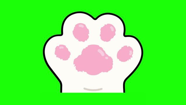 cute animated footage of cat paws, with green screen background.