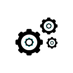 Settings icon, gear icon vector, gear symbol illustration. For web sites or mobile phone. Turquoise color.