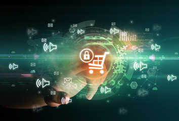 touching with soft gesture multimedia screen with future technology concept