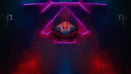 Abstract background in red, blue and black tones. Computer generated graphics.