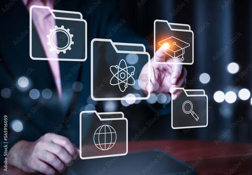 Poster businessman touching global network and data exchanges over the world 3d rendering, technology conne