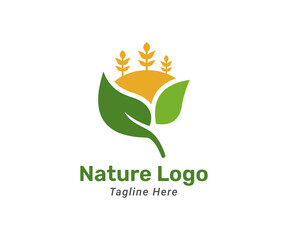 Green nature logo design template. Modern and simple logo for nature company