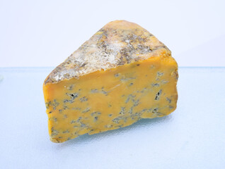 Cheese collection, English old shropshire blue cheese close up