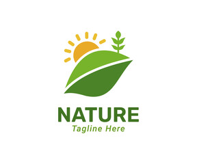 Green nature logo design template. Modern and simple logo for nature company