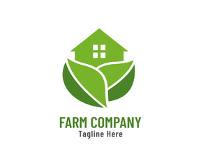Green nature farm logo design template. Modern farm logo for company