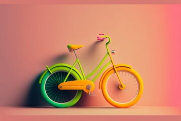Fancy colorful bicycle on bright background. Generative AI