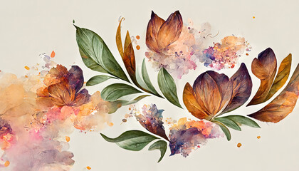 Flower watercolor art background vector. Generative Ai