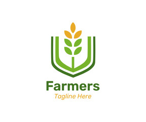 Green nature farm logo design template. Modern farm logo for company